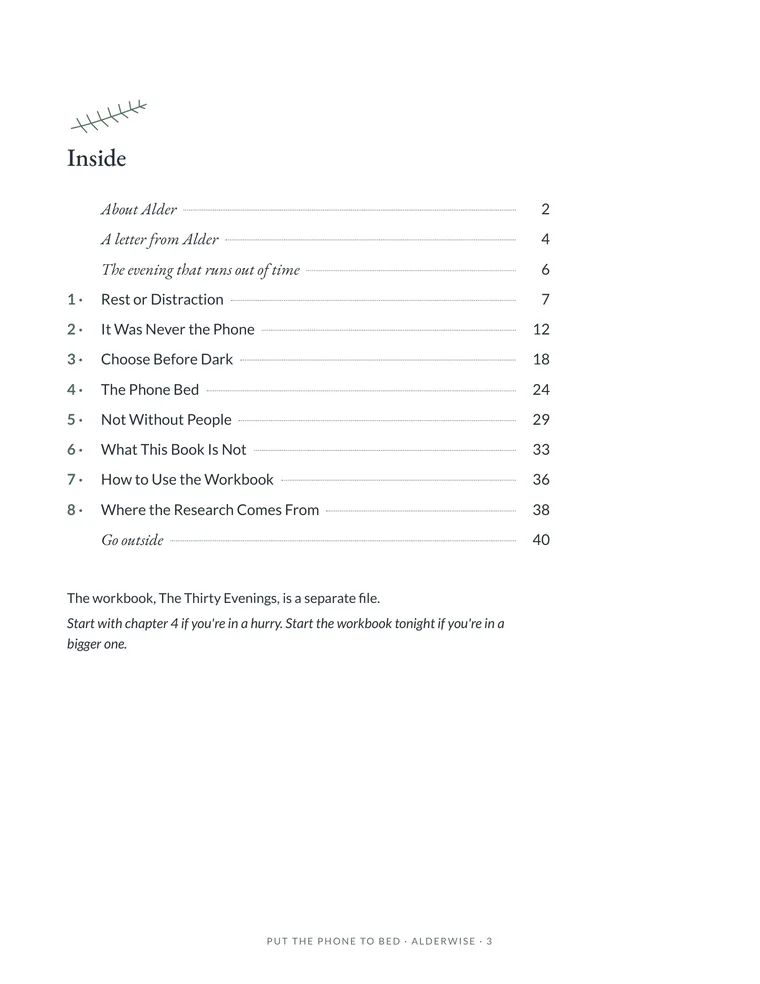 Book page 3 of 40: the contents.